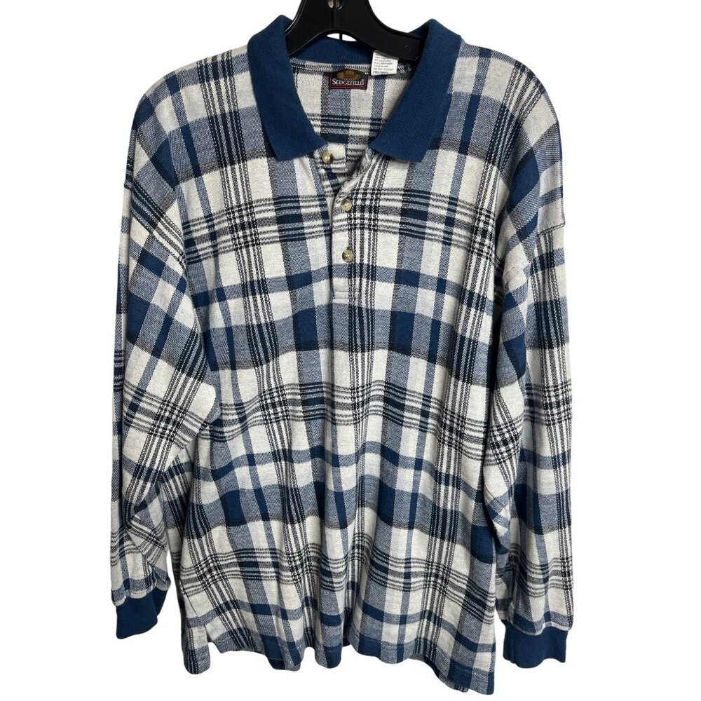 Sedgefield Flannel Shirt Mens L Blue White Striped Long‎ Sleeve Lined Pullover